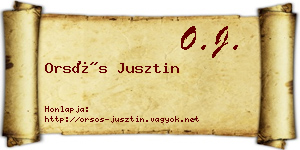 Orsós Jusztin névjegykártya